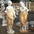 Natural marble hand carved granite stone lady with flower sculptures